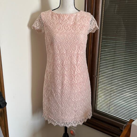 Cynthia Steffe | Reese Cap Sleeve Lace Shift Dress Size 2 - Picture 3 of 15